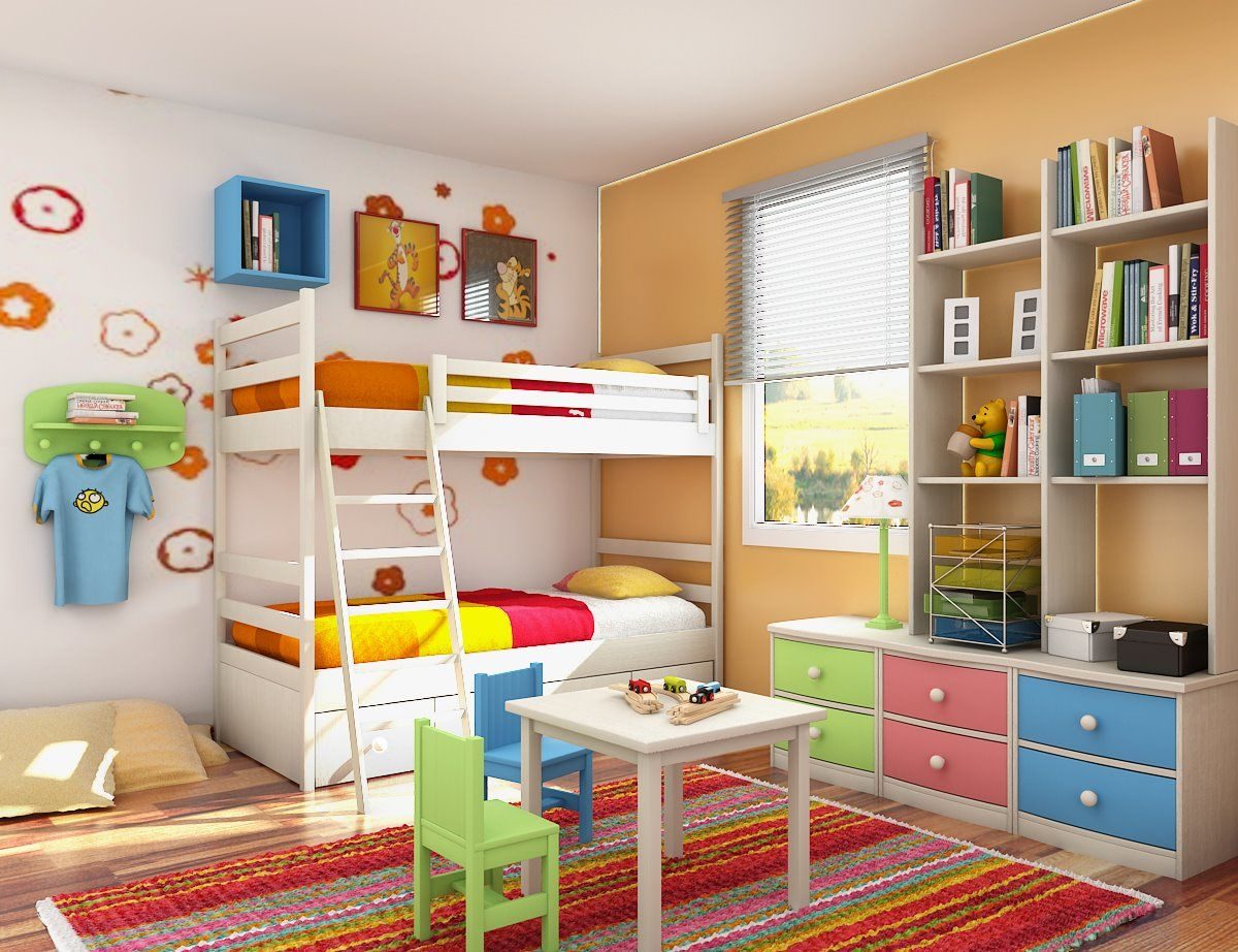 Habitación infantil colorida con litera