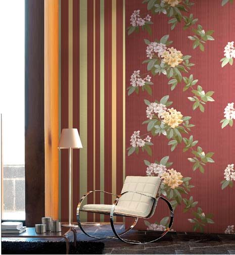 Papel pintado clásico de diseño con flores Papel pintado clásico de diseño con flores