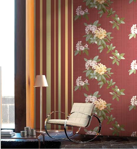 Papel pintado clásico de diseño con flores