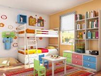 Habitación infantil colorida con litera